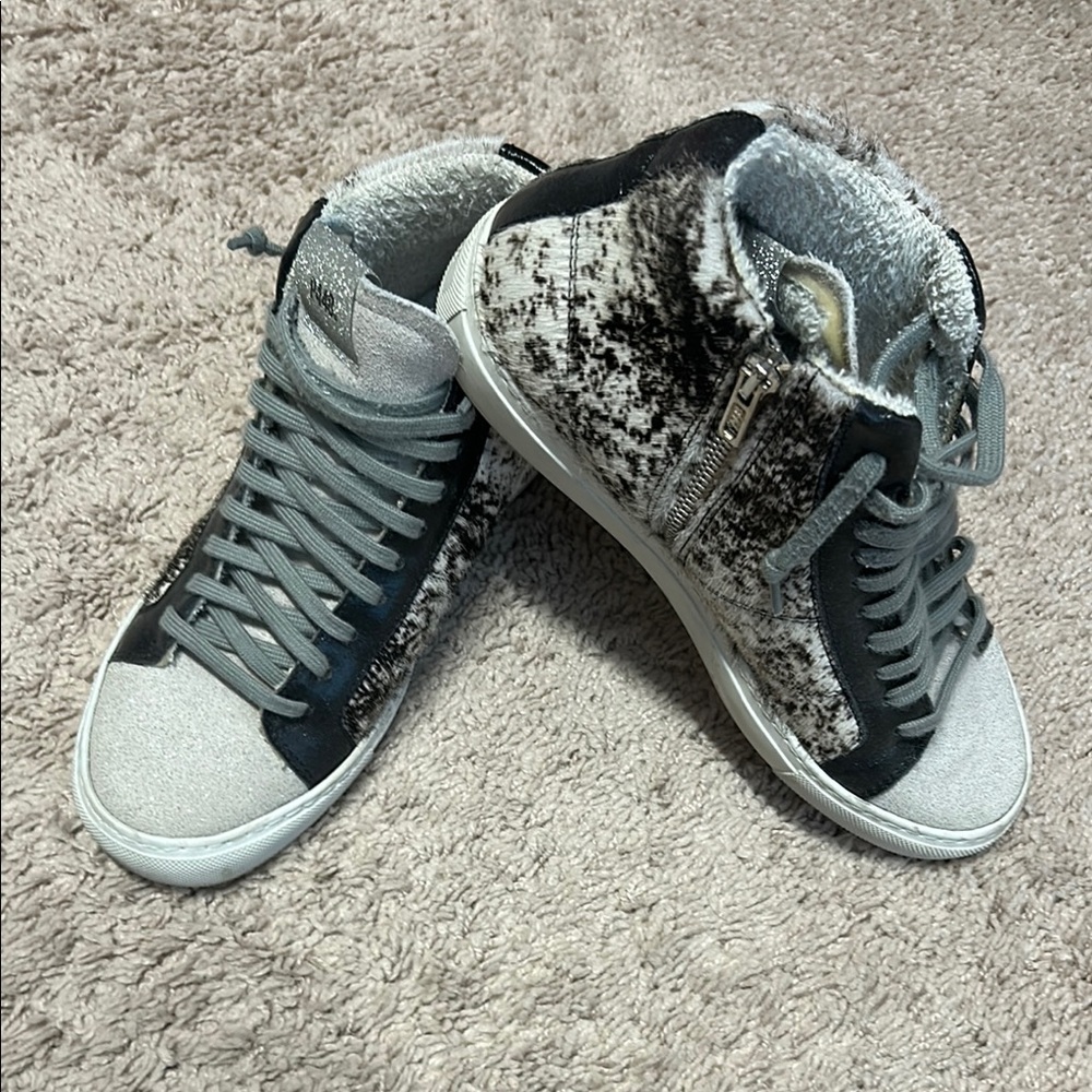 P448 Gray and Black High-Top Sneakers